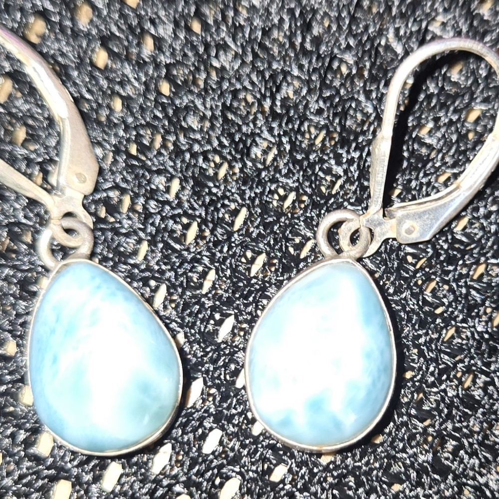 Larimar And Silver Teardrop Earrings